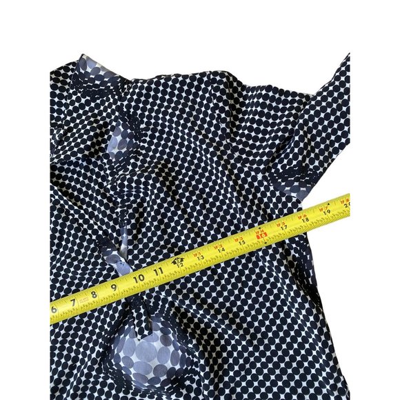 ABS by Allen Schwartz Womens Y2K Top Medium Black Silk Polka Dot Button Down - Picture 7 of 10
